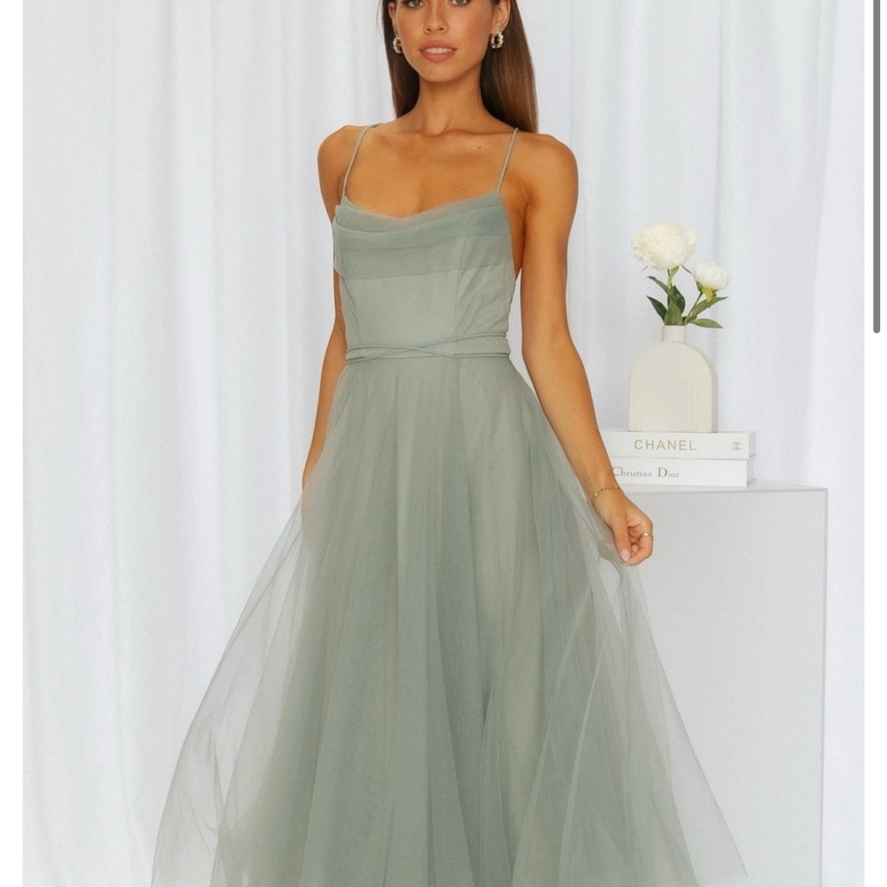 Hello Molly Green Spaghetti Strap Sundress Midi